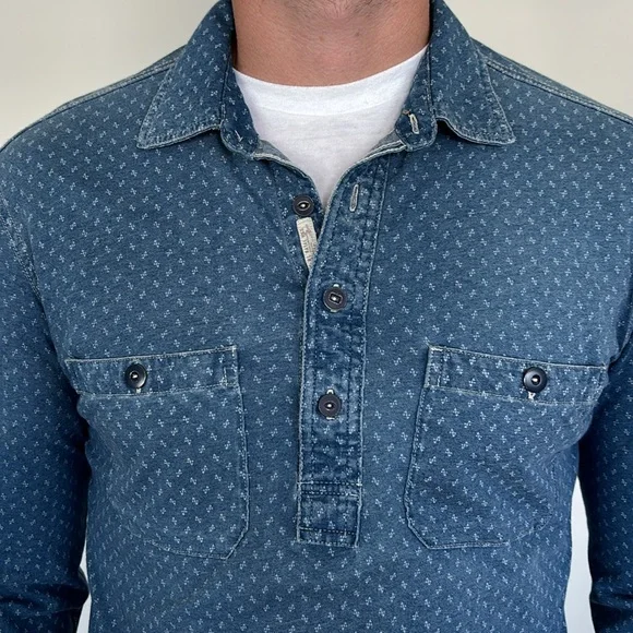 Men’s Patterned Longsleeve Collard Tunic Shirt - Picture 1 of 9